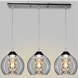 Lampe suspendue boule de verre trois