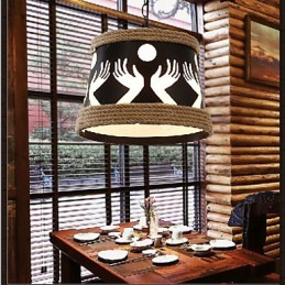 Lustre simple et pastoral en chanvre style américain rétro pour café