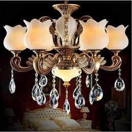 Lampe à suspension en cristal européenne et lampe de luxe