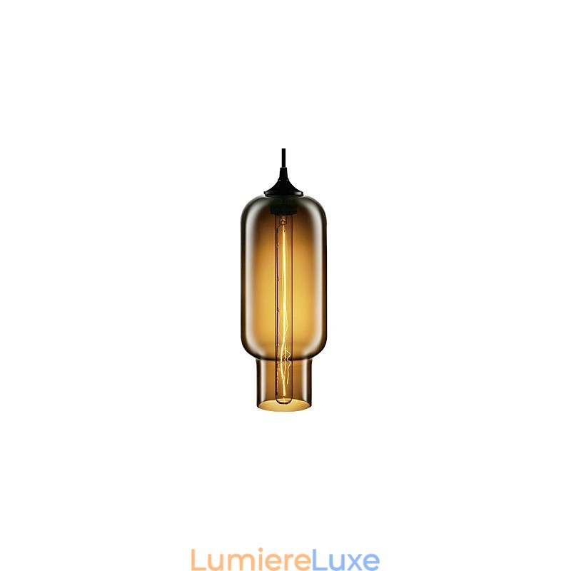 Suspension moderne en verre de 70 W au design à bulles marron