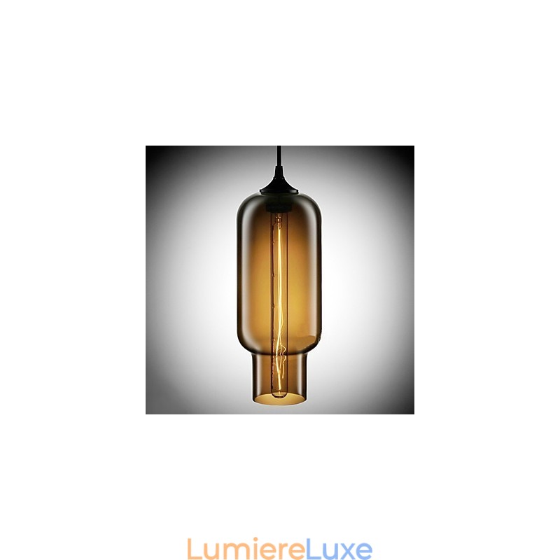 Suspension moderne en verre de 70 W au design à bulles marron
