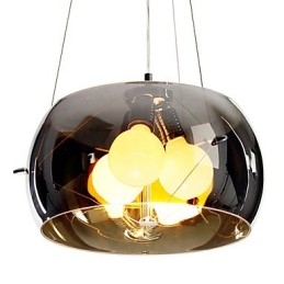 Suspension moderne et pittoresque à 3 lumières de style italien avec abat-jour noir transparent