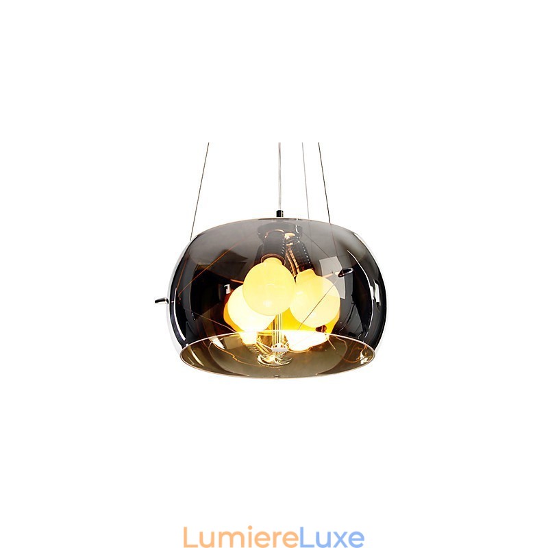 Suspension moderne et pittoresque à 3 lumières de style italien avec abat-jour noir transparent