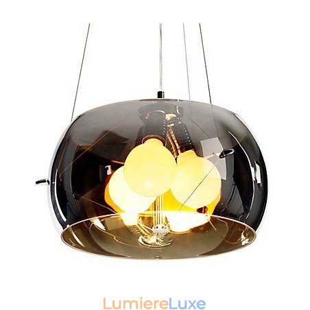 Suspension moderne et pittoresque à 3 lumières de style italien avec abat-jour noir transparent Suspension moderne et pittoresque à 3 lumières de style italien avec abat-jour noir transparent