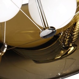 Suspension moderne et pittoresque à 3 lumières de style italien avec abat-jour noir transparent