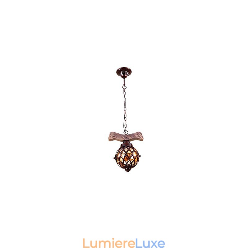 Lustre suspendu style mini traditionnel classique country globe