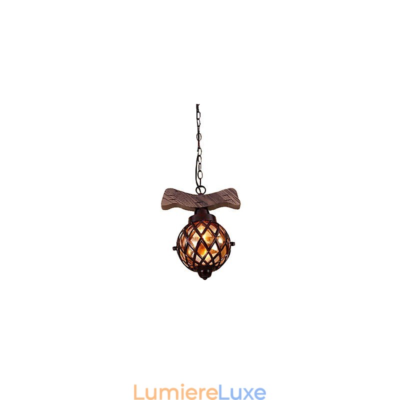 Lustre suspendu style mini traditionnel classique country globe