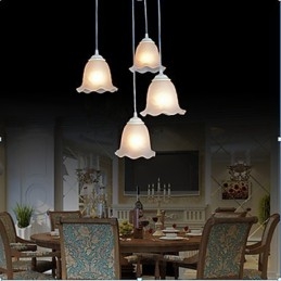 Suspension quatre lumières blanche style rétro européen classique