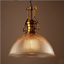 Lustre rétro américain européen à tête unique en verre transparent