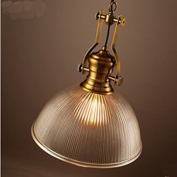Lustre rétro américain européen à tête unique en verre transparent