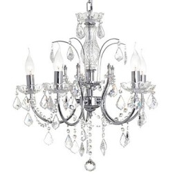 Lustre traditionnel classique en cristal et métal chromé