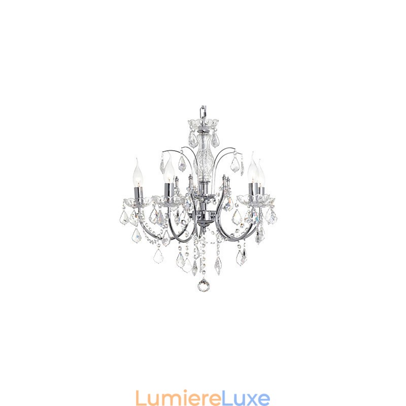 Lustre traditionnel classique en cristal et métal chromé