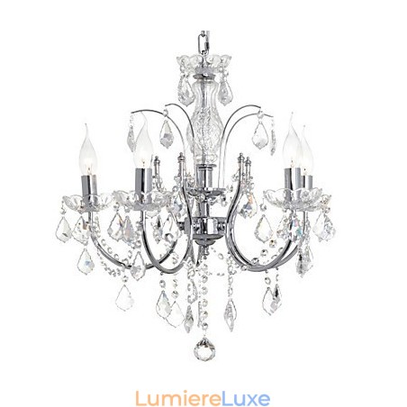 Lustre traditionnel classique en cristal et métal chromé Lustre traditionnel classique en cristal et métal chromé