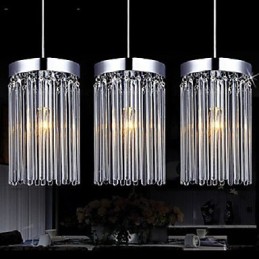 Suspension moderne à 3 lumières avec tige en verre