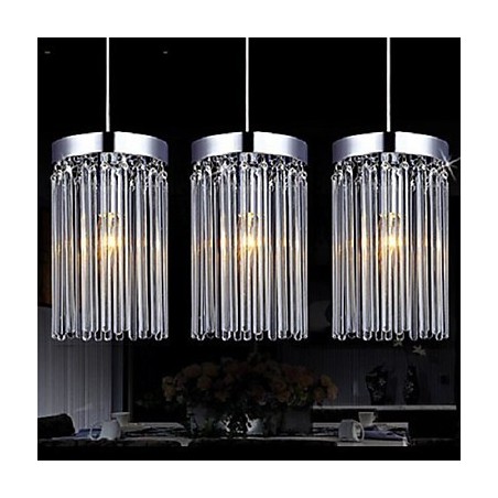 Suspension moderne à 3 lumières avec tige en verre Suspension moderne à 3 lumières avec tige en verre