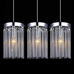 Suspension moderne à 3 lumières avec tige en verre