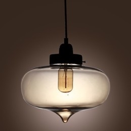 Suspension en verre transparent au design bulle marron