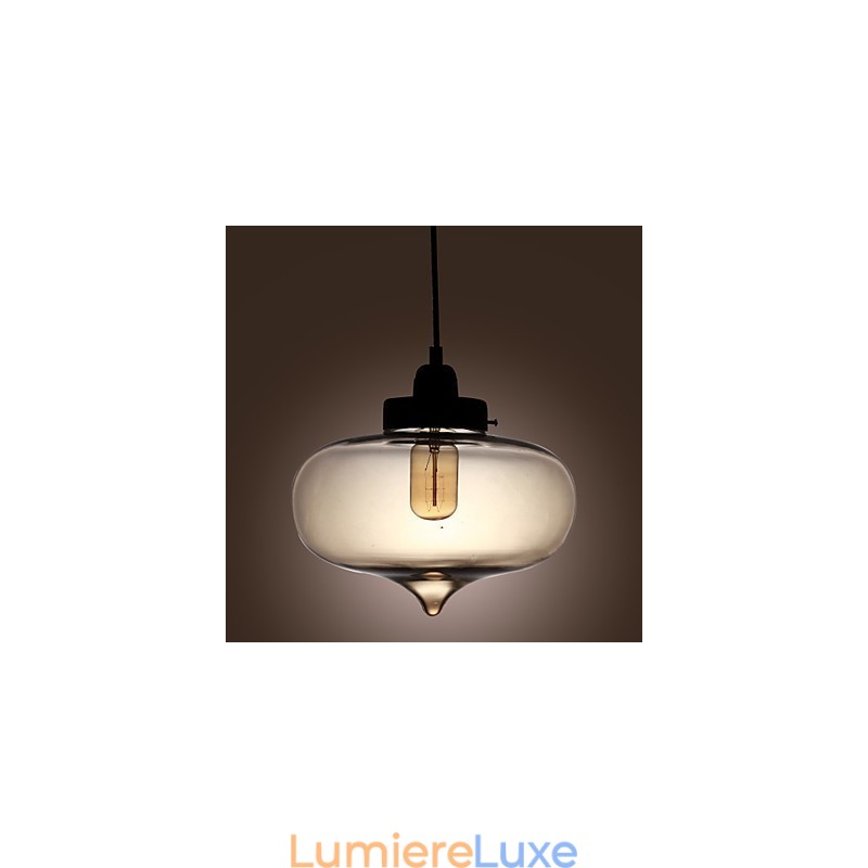 Suspension en verre transparent au design bulle marron