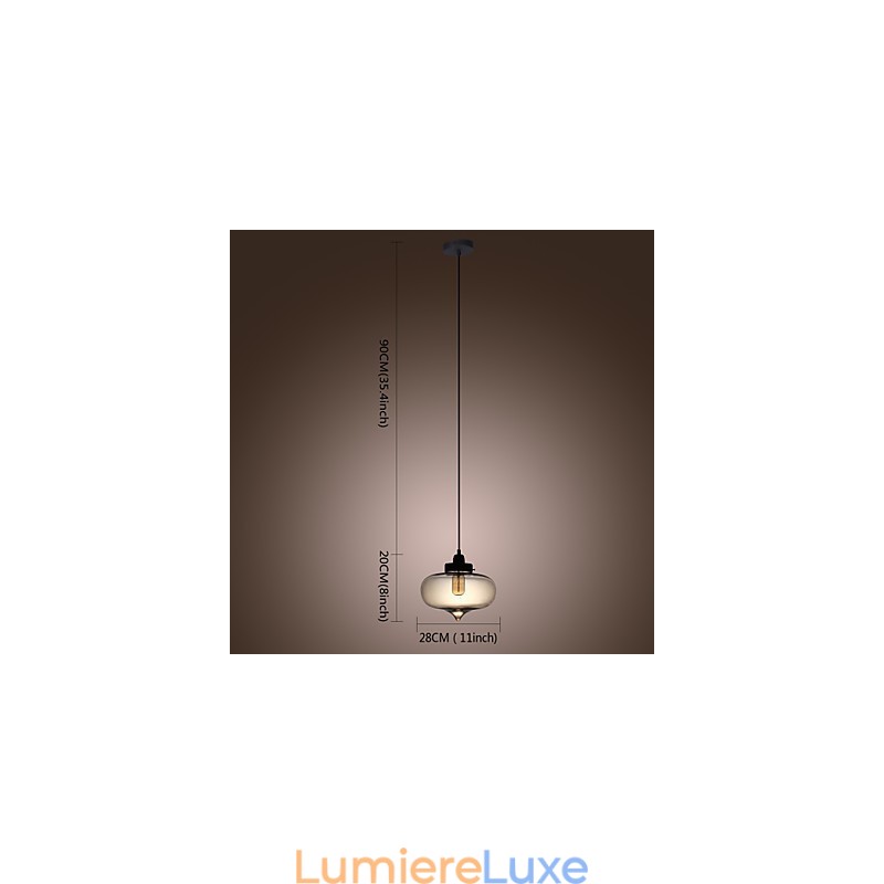 Suspension en verre transparent au design bulle marron