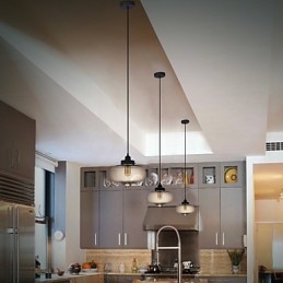 Suspension en verre transparent au design bulle marron