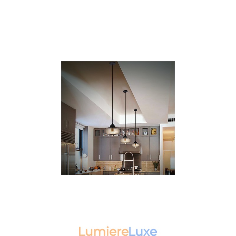 Suspension en verre transparent au design bulle marron