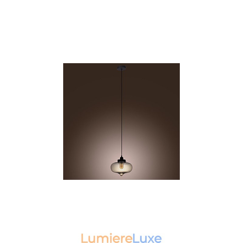 Suspension en verre transparent au design bulle marron