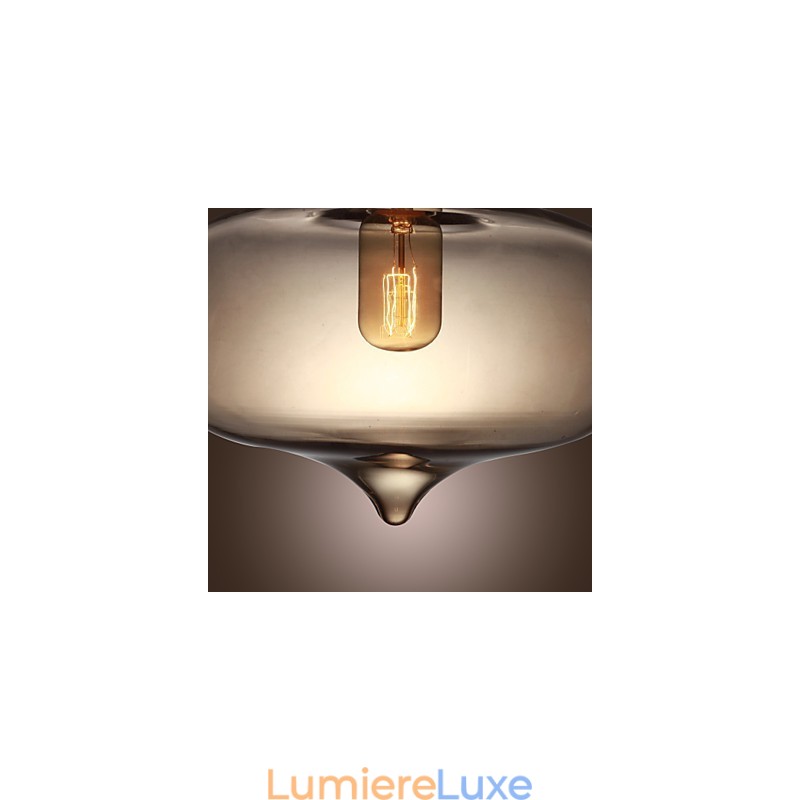 Suspension en verre transparent au design bulle marron