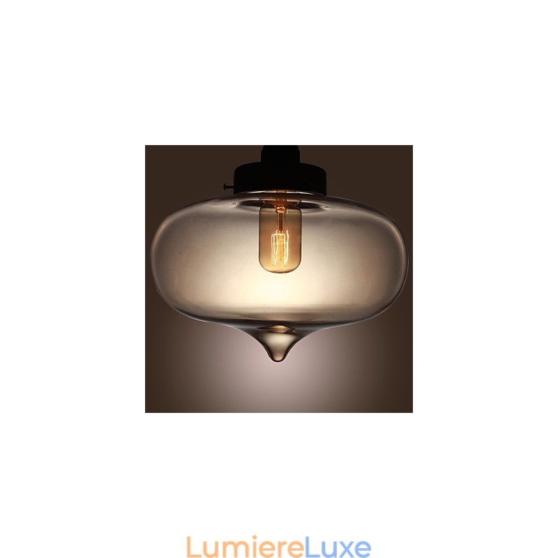 Suspension en verre transparent au design bulle marron