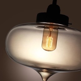 Suspension en verre transparent au design bulle marron