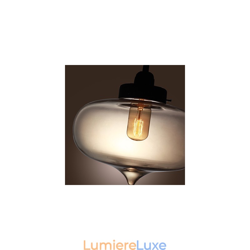 Suspension en verre transparent au design bulle marron
