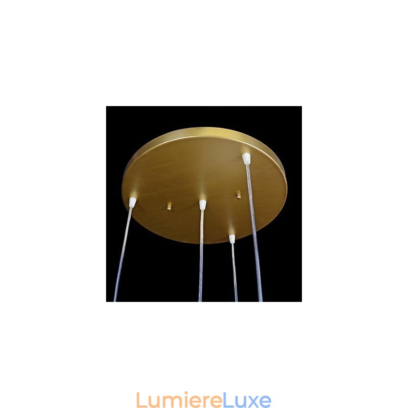 Suspension en bronze à quatre lumières, abat-jour en verre, style rétro européen classique