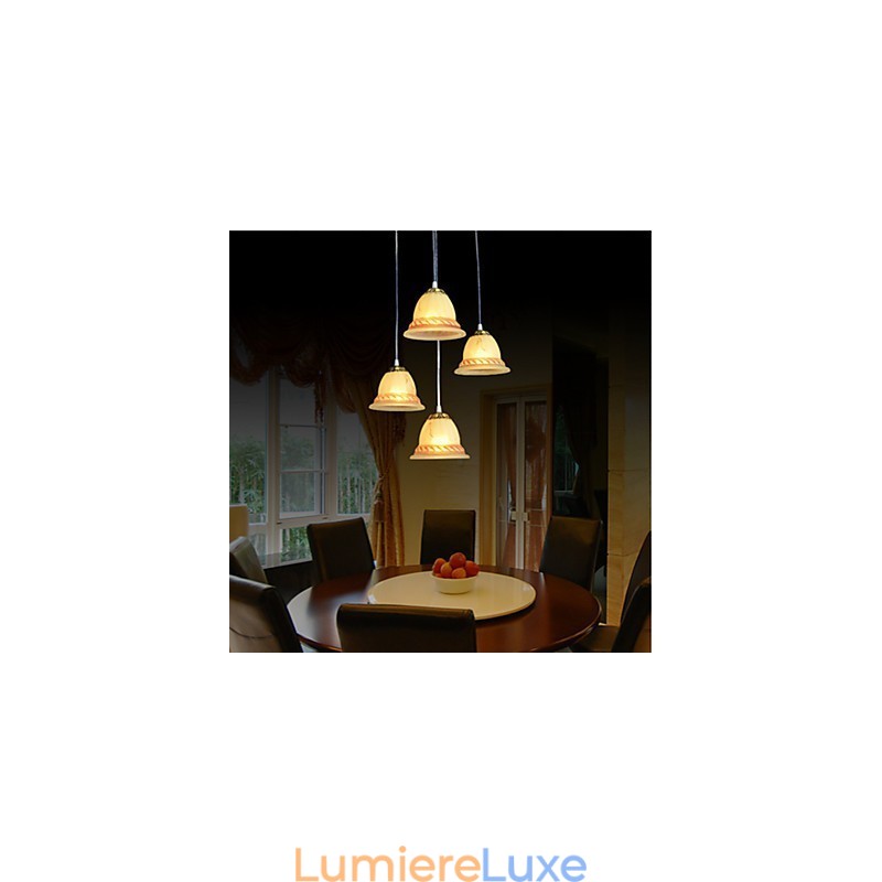 Suspension quatre lumières bronze style européen rétro classique