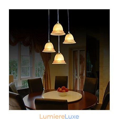 Suspension quatre lumières bronze style européen rétro classique Suspension quatre lumières bronze style européen rétro classique