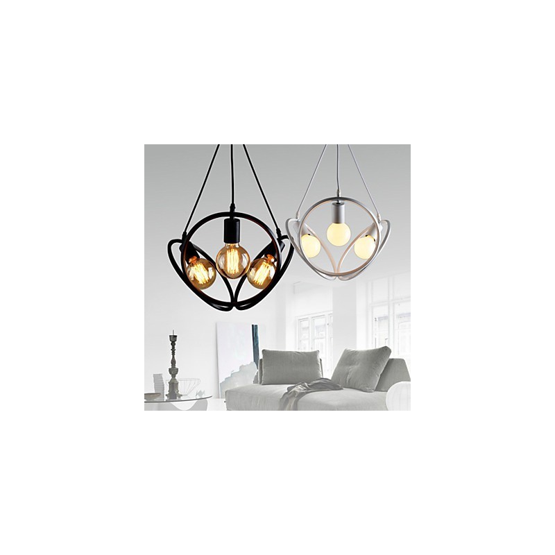 Lustre suspendu à 3 lumières, style traditionnel, classique et rétro, en métal