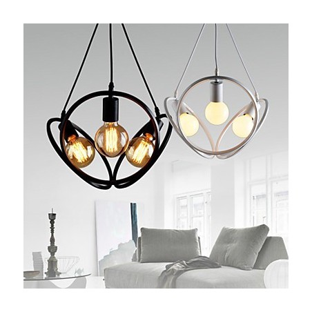 Lustre suspendu à 3 lumières, style traditionnel, classique et rétro, en métal Lustre suspendu à 3 lumières, style traditionnel, classique et rétro, en métal
