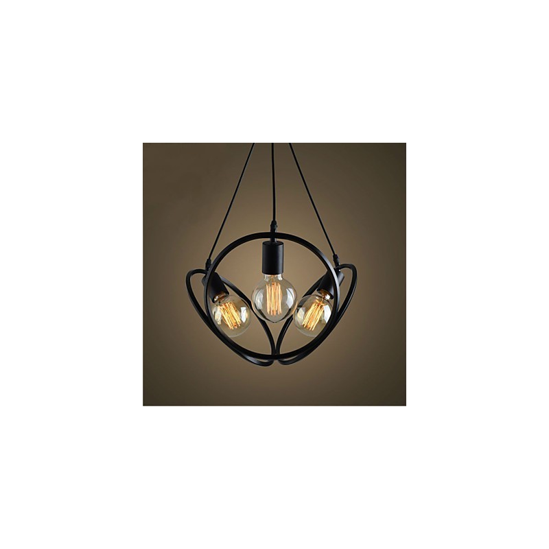 Lustre suspendu à 3 lumières, style traditionnel, classique et rétro, en métal
