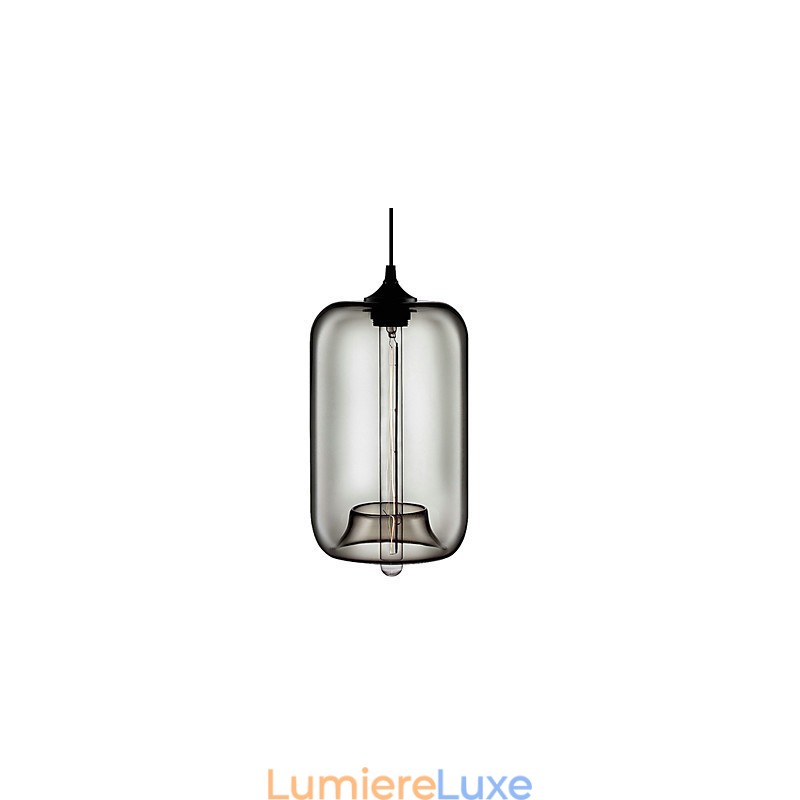 Suspension en verre transparent 70 W au design bulle noire
