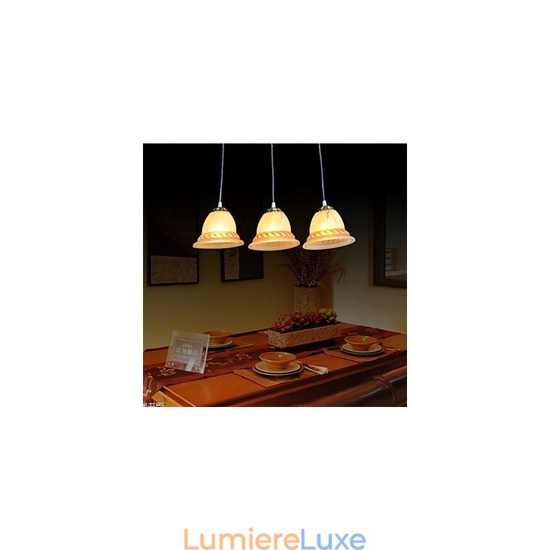 Suspension trois lumières bronze style européen rétro classique