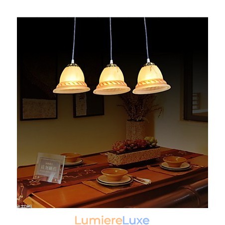 Suspension trois lumières bronze style européen rétro classique Suspension trois lumières bronze style européen rétro classique