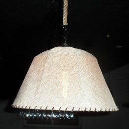 Suspension rétro de style nord-américain à 1 lumière avec abat-jour en tissu