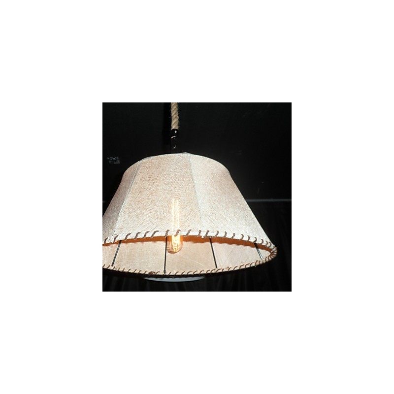 Suspension rétro de style nord-américain à 1 lumière avec abat-jour en tissu