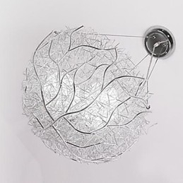 Suspension moderne contemporaine en métal argenté