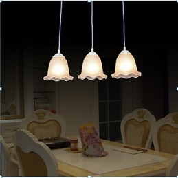 Suspension trois lumières blanche style rétro européen classique