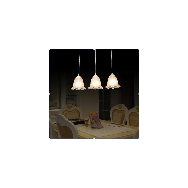 Suspension trois lumières blanche style rétro européen classique