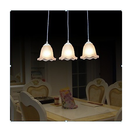 Suspension trois lumières blanche style rétro européen classique Suspension trois lumières blanche style rétro européen classique