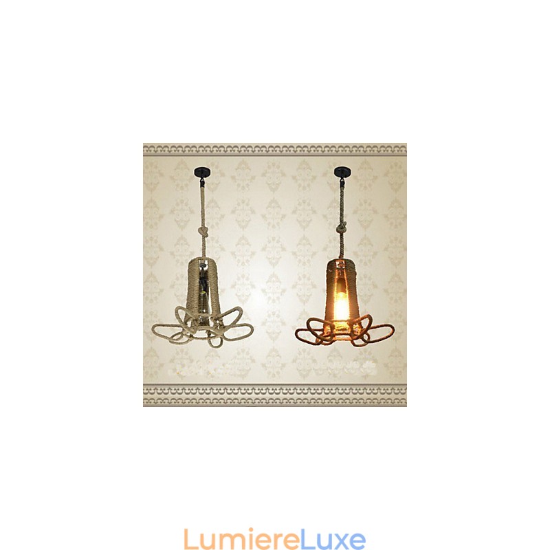 Lustre rétro en fer forgé de type industriel rural nord-américain