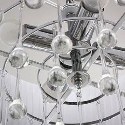 Suspension contemporaine en cristal à 4 lumières avec abat-jour noir