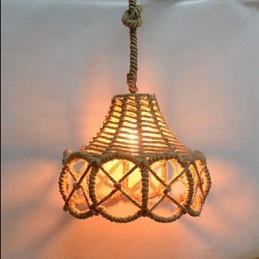 Lustre vintage en fer et chanvre industriel de style country américain