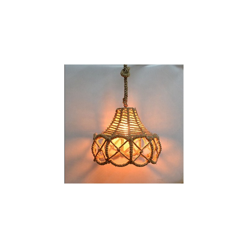 Lustre vintage en fer et chanvre industriel de style country américain