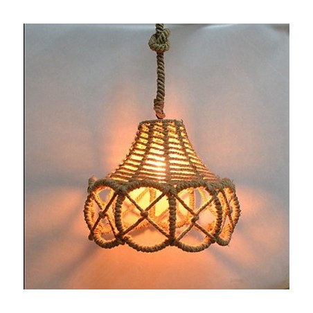 Lustre vintage en fer et chanvre industriel de style country américain Lustre vintage en fer et chanvre industriel de style country américain